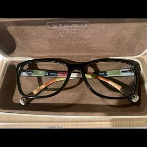 COACH EYEGLASSES FRAME BLACK WITH MULTI~COLOR TEMPLE INSIDE HC6013